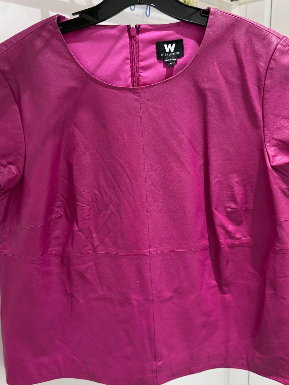 W by Worth Fushia Faux Leather short sleeve top